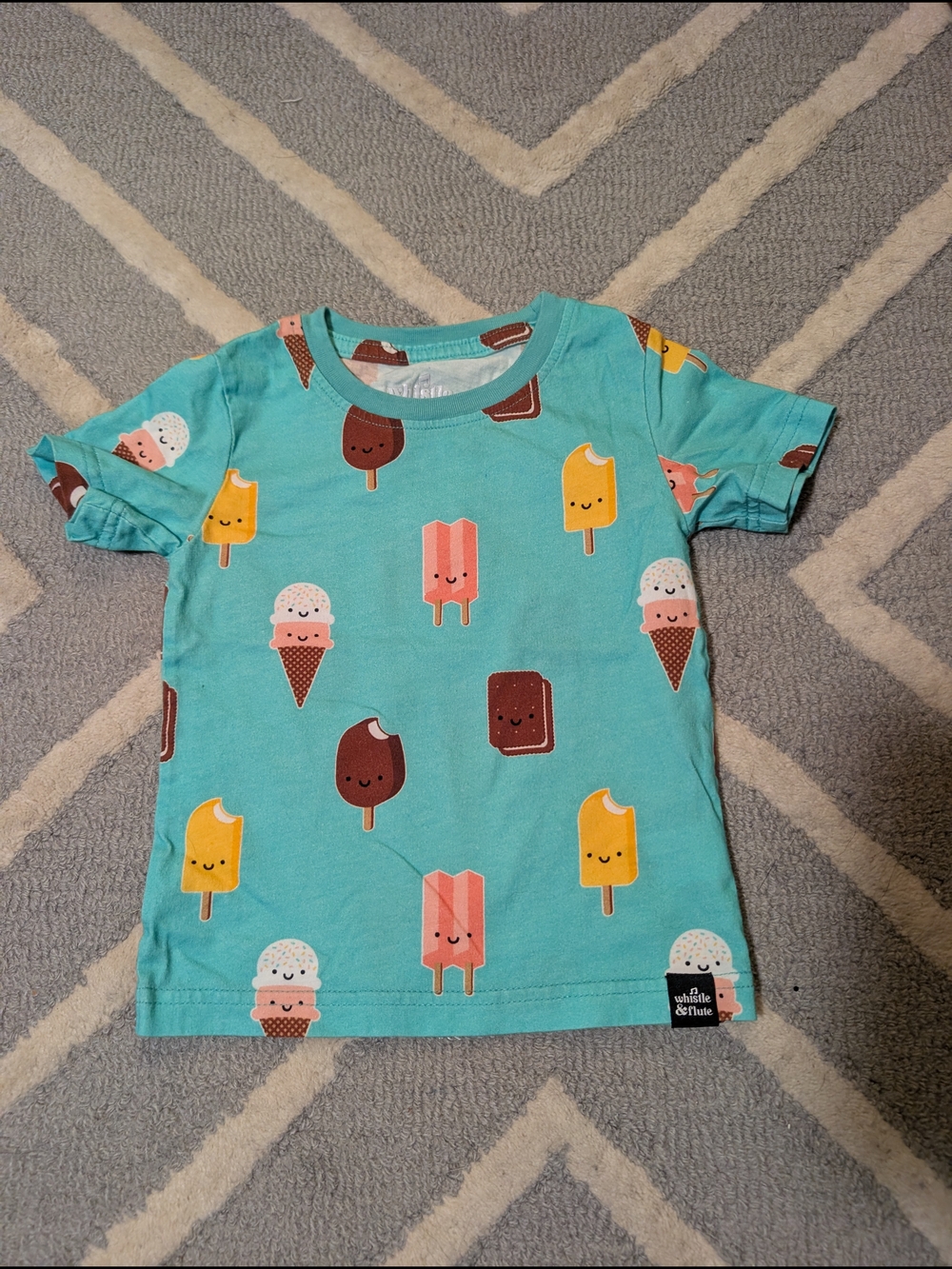 Whistle & Flute Ice Cream Print Kids Tee - Turquoise